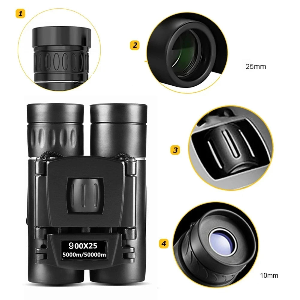 Jumelles Compactes 10x25 HD – Pliables & Légères pour Voyages