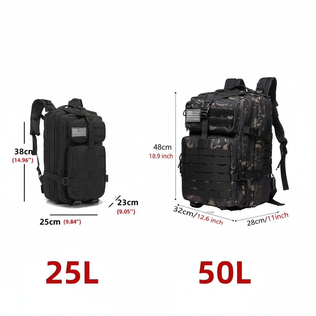 Sac à Dos Tactique 50L – Grande Capacité Étanche avec Molle